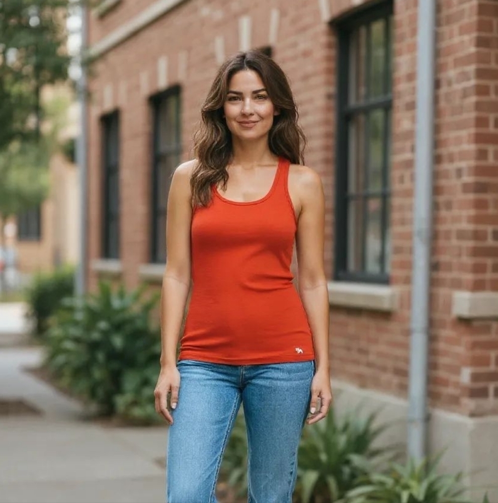 ✨️Abercrombie & Fitch Red Fitted Ribbed Perfect Stretch Sleeveless Tank Top!